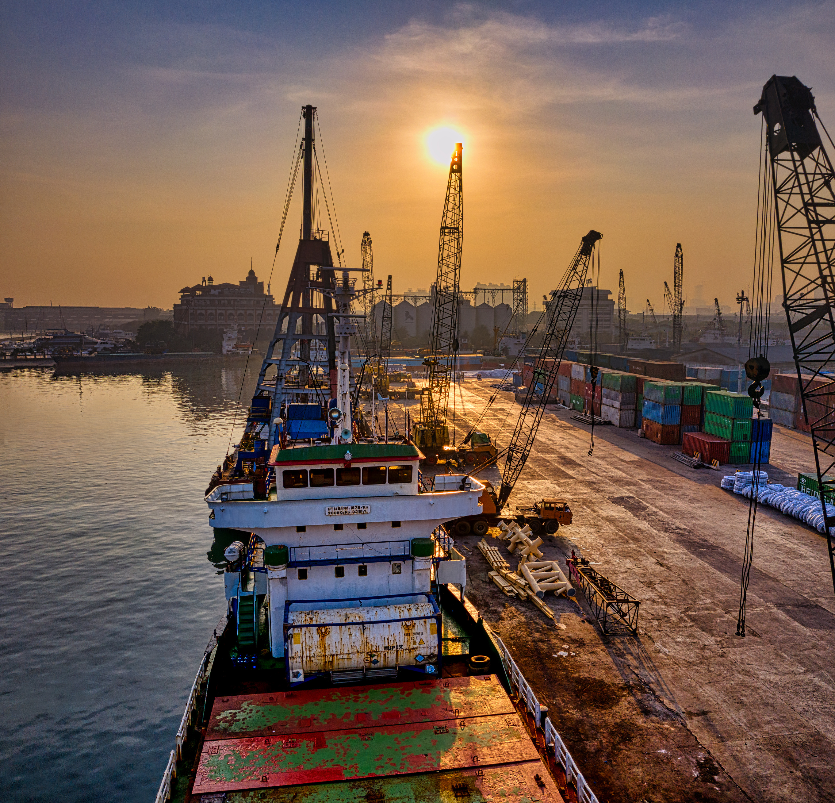 Port at sunset